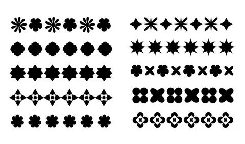 Vector Boho Flowers Geometric Doodle Borders Set Illustrazione stock