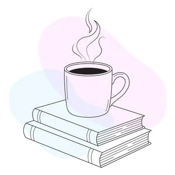 Vector Boho Illustration With Abstract Pastel Shapes Coffee Cup Line Art On.. Stock Illustration
