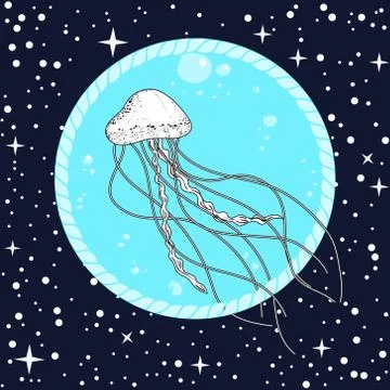 Vector boho jellyfish illustration Stock Illustration