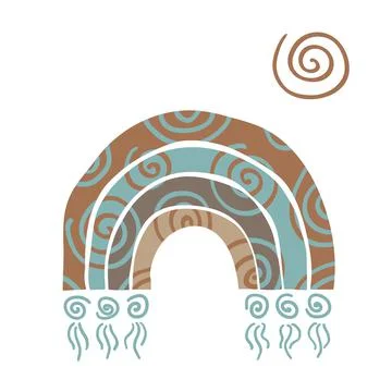 Vector boho rainbow with circles pattern on white Stock-Illustration