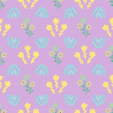 Vector boho seamless pattern on purple background Stock Illustration