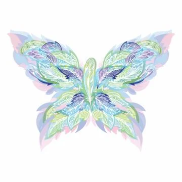 Vector boho style shape made of feathers Stock Illustration