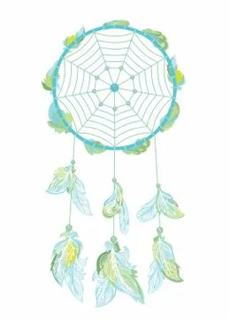 Vector boho style shape made of feathers Stock Illustration