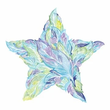 Vector boho style shape made of feathers Stock Illustration