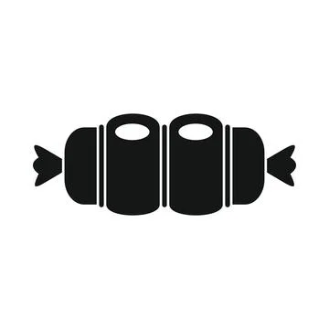 Vector boiled sausage black simple icon isolated Stock Illustration
