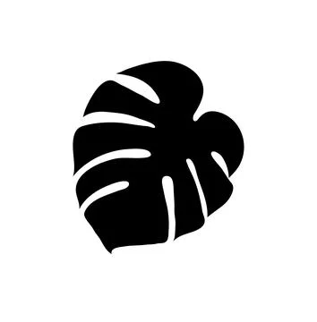 Vector Bold black exotic silhouette the a monstera deliciosa summer leaf Stock Illustration