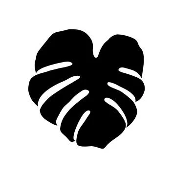 Vector Bold black silhouette of a monstera essence shape leaf, capturing the Stock Illustration