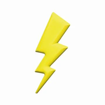 Vector bolt lighting yellow 3d icon. Realistic thunder, symbol of energy, danger Stock Illustration