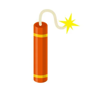 Vector Bomb and explosive objects. Red stick of dynamite. Stock Illustration