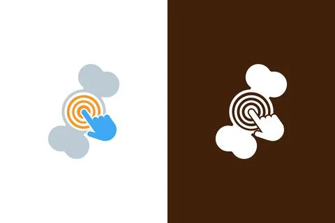 Vector bone and hand cursor logo combination. Chiropractic logotype design Stock Illustration