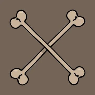 Vector  of a bone. Concept of bone cross is a danger. Hand drawn bones. Symbo Stock Illustration