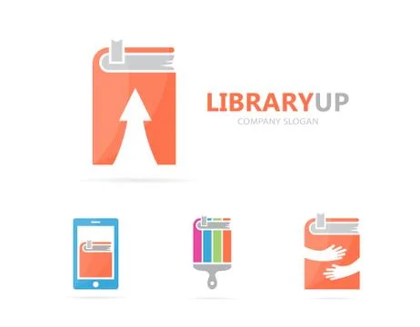Vector of book and arrow up logo combination. Library and growth symbol or icon Stock-Illustration