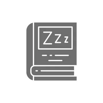 Vector book for bedtime reading grey icon. Illustrazione stock