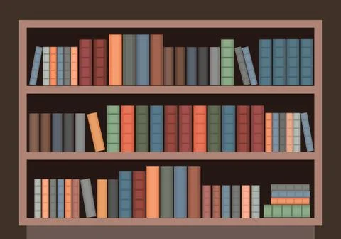 Vector book case. Old wooden bookcase in library. Stock Illustration