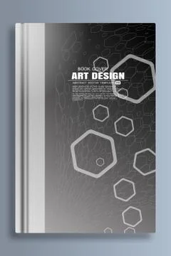 Vector book cover art design with abstract geonetric pattern on the dark gray Stock Illustration