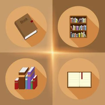 Vector book flat icons Stock Illustration