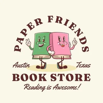 Vector Book Store School Learning Group of Characters Illustration Logo Template Illustrazione stock