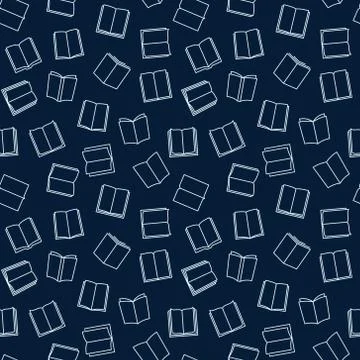 Vector books seamless pattern in thin line style Illustrazione stock
