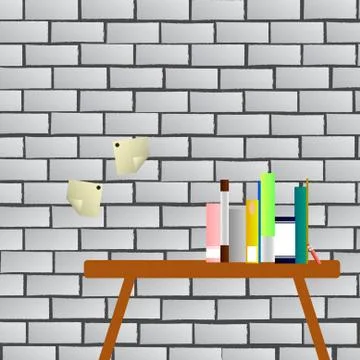 Vector : Books on table and post-it with brick wall background Stock Illustration
