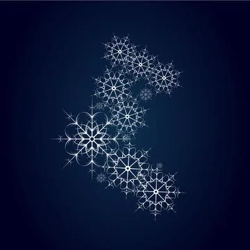 Vector boot consisting of snowflakes on dark blue background Stock Illustration