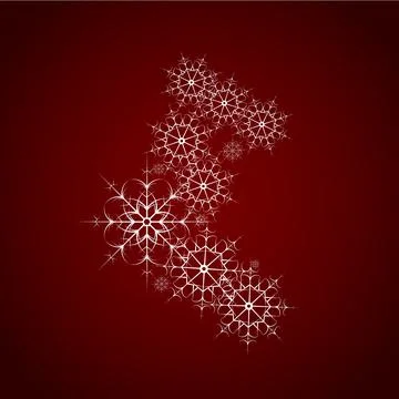 Vector boot consisting of snowflakes on dark red background Stock Illustration