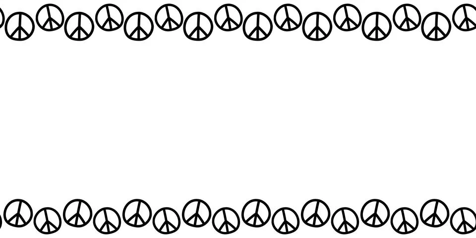 Vector border, frame with international symbol of pacifism, disarmament, worl Stock Illustration