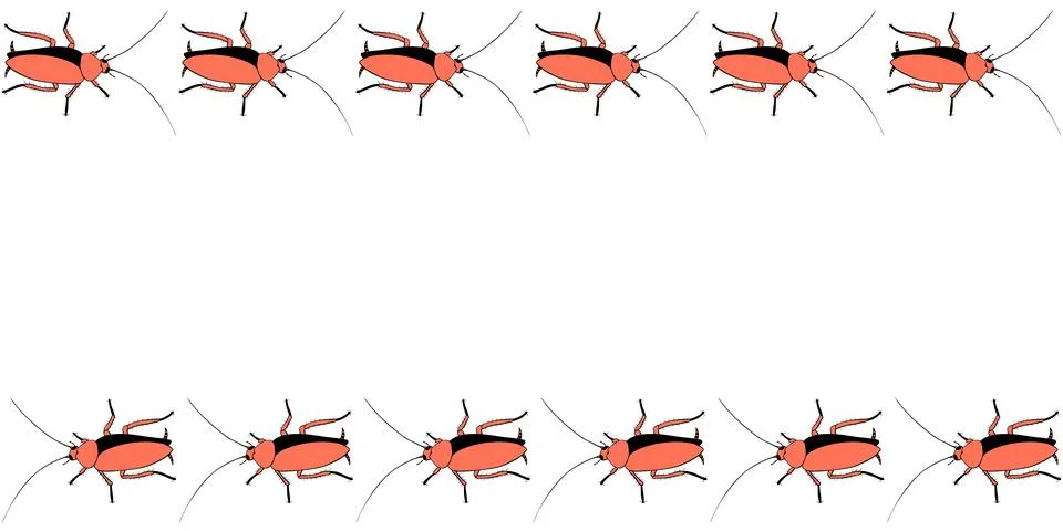 Vector border, frame from russet oriental cockroaches in doodle flat style. H Stock Illustration