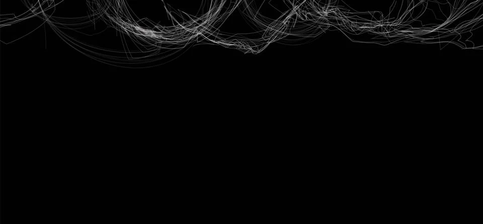 Vector border of hanging spider web, illustration on black isolated background. イラスト素材
