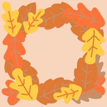 Vector border with simple autumn leaf shapes. Hand drawn illustration Illustrazione stock