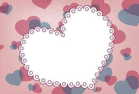 Vector border template. Romantic frame decoration with hearts and frame for H Stock Illustration