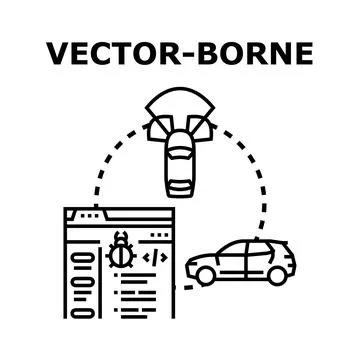 Vector borne cyber attack concept with autonomous cars Stock Illustration