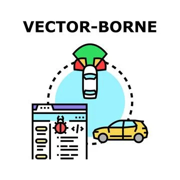Vector borne cyber attack concept with autonomous cars Stock Illustration