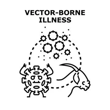 Vector borne illness concept with virus and infected animal Stock Illustration