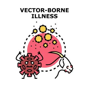 Vector borne illness concept with virus and infected animal Stock Illustration