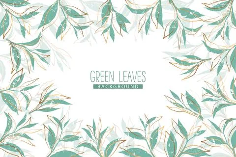 Vector botanical background with pattern from gold and blue leaves and branch Stock Illustration