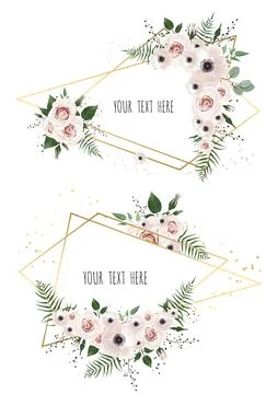 Vector botanical banners set with flowers. Stock Illustration