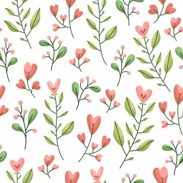 Vector botanical seamless pattern for Valentine's Day Illustrazione stock