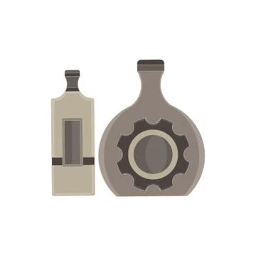 Vector bottle alcohol flat icon isolated. Wine, beer illustration. Alcoholic  Stock Illustration