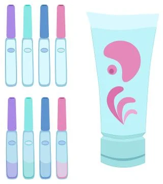 Vector bottle and big decor tube Stock Illustration
