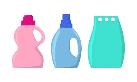 Vector bottle and pack for laundry flat illustration Illustrazione stock