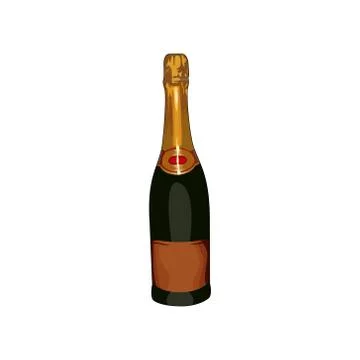 Vector bottle of champagne. 库存插图