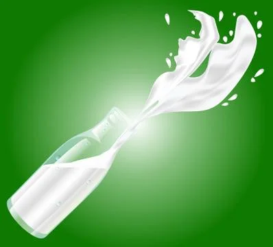Vector bottle of splashing milk Stock Illustration