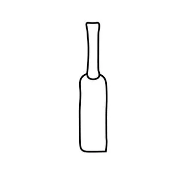 Vector bottle of wine with a black line. Simple food and cooking illustration Stock Illustration