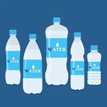 Vector bottles of pure water. Different sized bottles Illustrazione stock