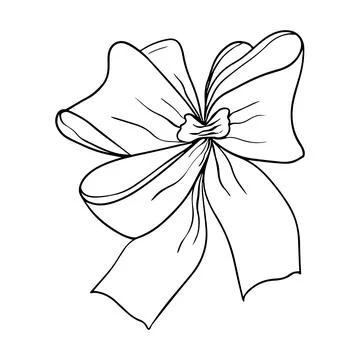 Vector bow for a birthday party. Linear drawing in black and white for the .. Stock Illustration