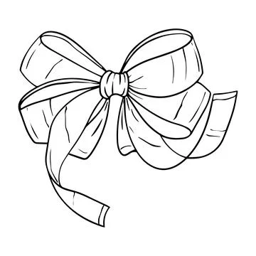 Vector bow for a birthday party. Linear drawing in black and white for the .. Stock Illustration
