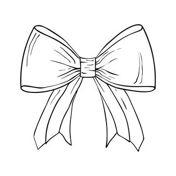 Vector bow for a birthday party. Linear drawing in black and white for the .. Stock Illustration