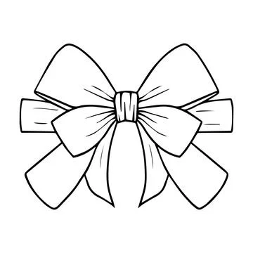 Vector bow for a birthday party. Linear drawing in black and white for the .. Stock Illustration