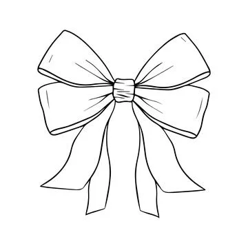 Vector bow for a birthday party. Linear drawing in black and white for the .. Stock Illustration