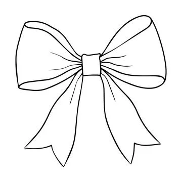 Vector bow for a birthday party. Linear drawing in black and white for the .. Stock Illustration